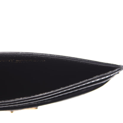 Saint Laurent Grain De Poudre Matelasse Chevron Monogram Credit Card Case Black 4 of 9