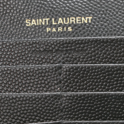 Saint Laurent Grain De Poudre Matelasse Chevron Monogram Chain Wallet Black 8 of 9