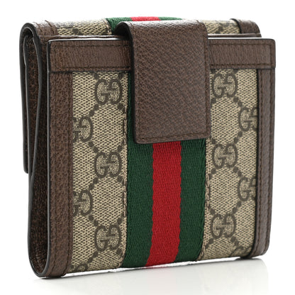 Gucci GG Supreme Monogram Web Ophidia French Flap Wallet Beige New Acero 3 of 8