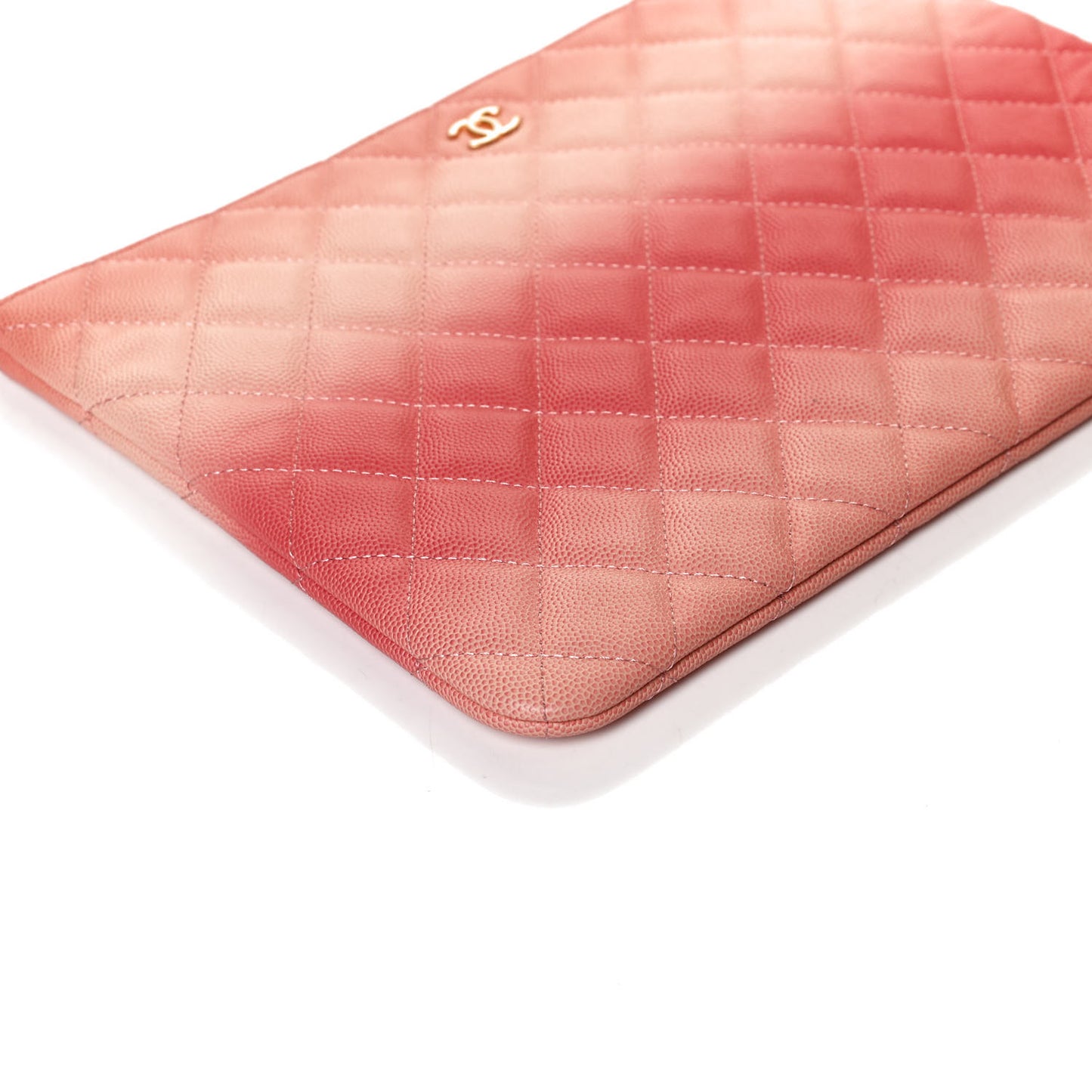 Caviar Quilted Ombre Medium Cosmetic Case Coral