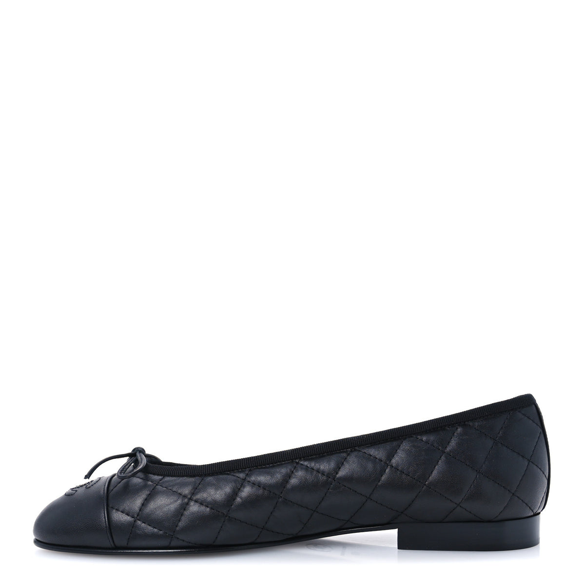 Chanel Aged Calfskin Quilted CC Cap Toe Ballerina Flats 40 Black 1 of 10