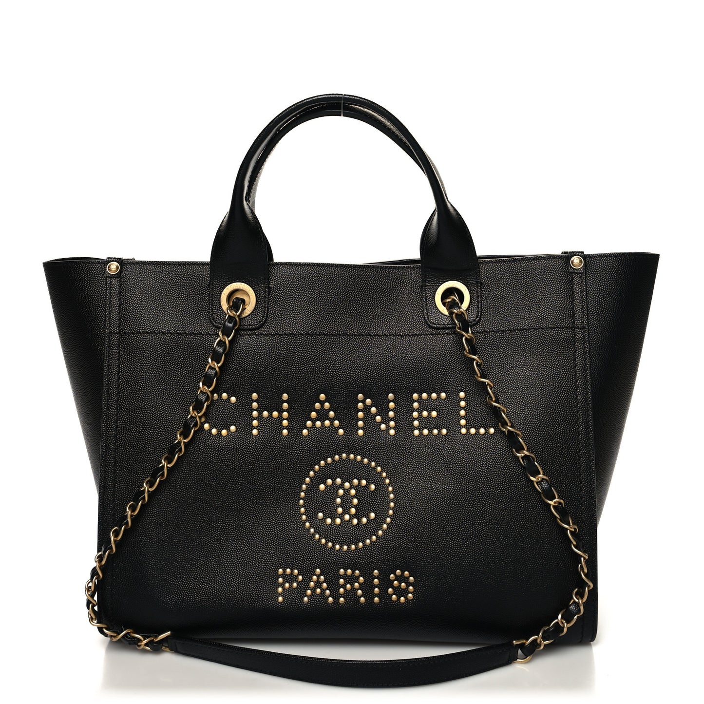 Caviar Small Studded Deauville Tote Black