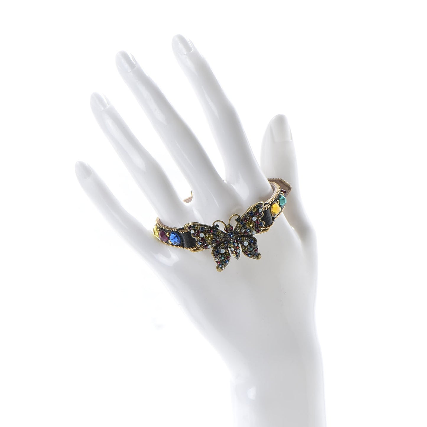 Calfskin Crystal Butterfly Bracelet Multicolor