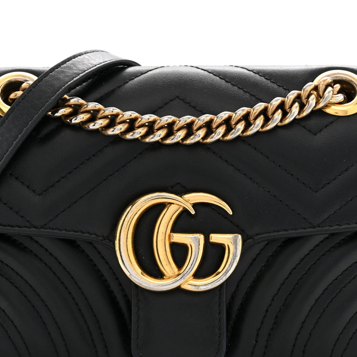 Calfskin Matelasse Mini GG Marmont Shoulder Bag Black