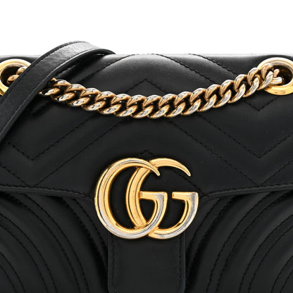 Gucci Calfskin Matelasse Mini GG Marmont Shoulder Bag Black 8 of 14