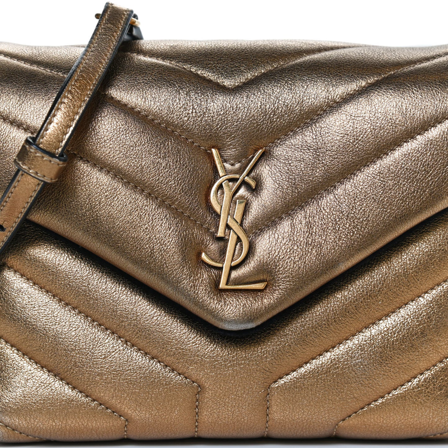 Metallic Calfskin Y Quilted Monogram Toy Loulou Crossbody Bag Gold