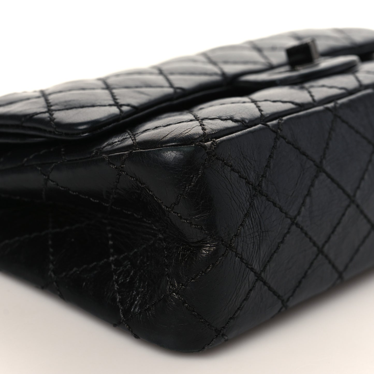 Aged Calfskin Quilted 2.55 Reissue 225 Flap So Black