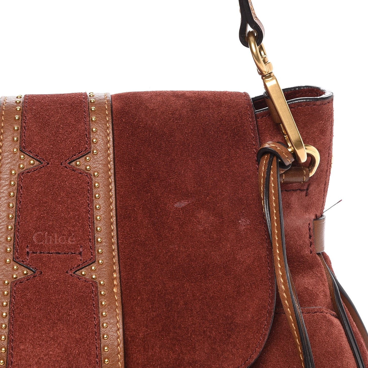 Suede Studded Small Lexa Shoulder Bag Saffron Red