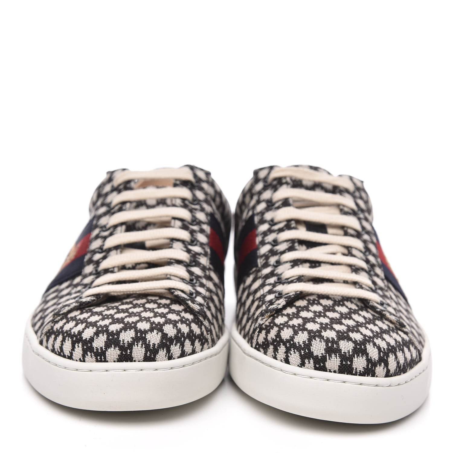 Gucci Jacquard Bee Embroidered Mens Ace Sneakers 12 Black Ivory 2 of 10