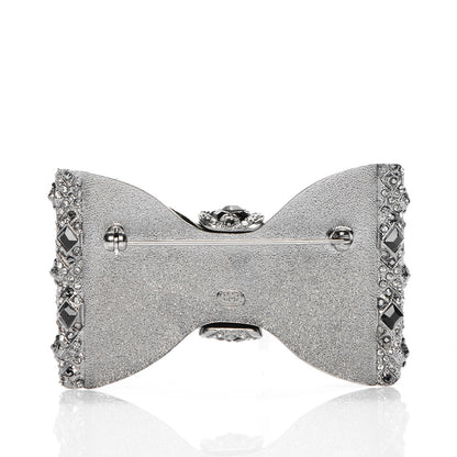 Chanel Ruthenium Crystal CC Bow Brooch Black 3 of 4