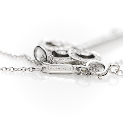 Tiffany Platinum Diamond .41ct Fleur De Lis Key Pendant Necklace 3 of 8