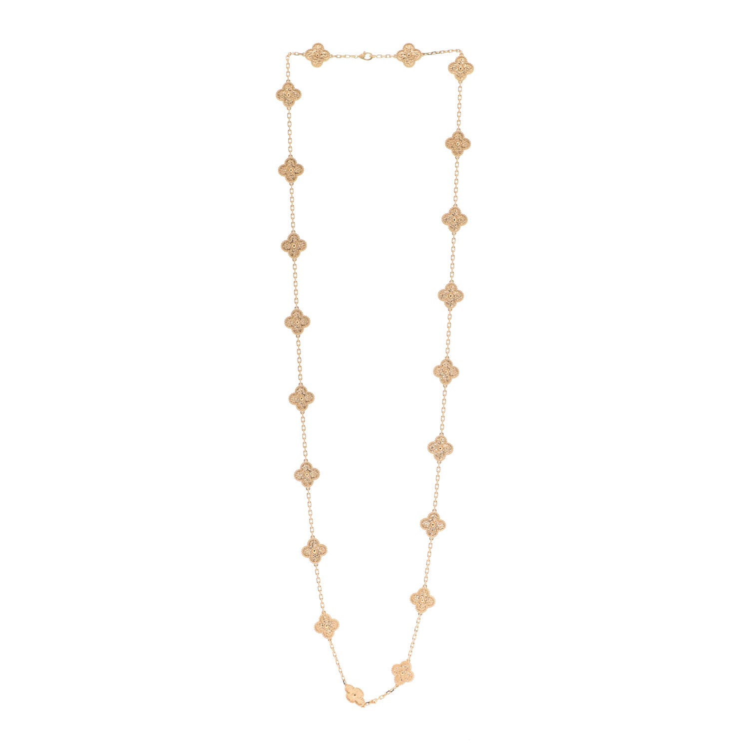 Van Cleef & Arpels 18K Yellow Gold 20 Motifs Vintage Alhambra Necklace 3 of 5