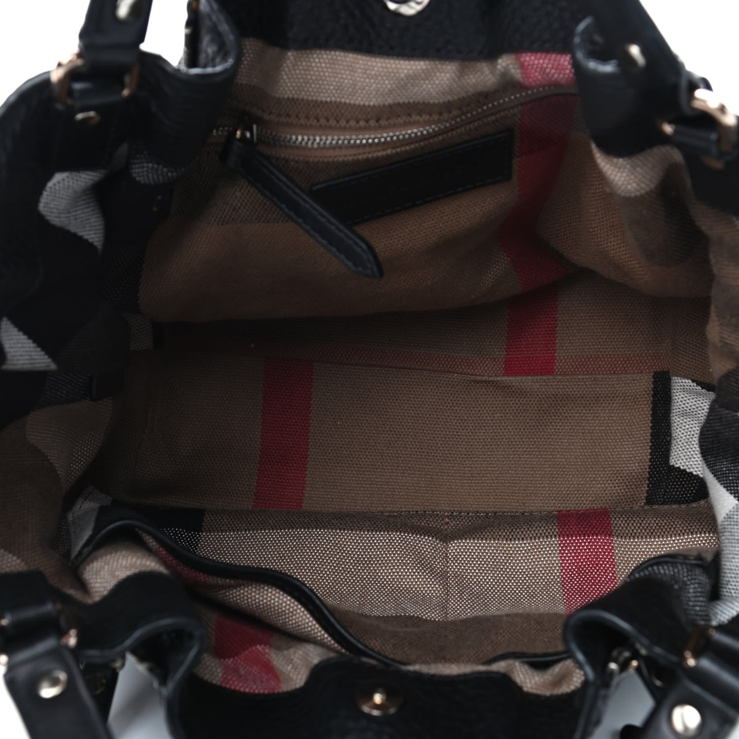 Burberry Grainy Calfskin House Check Small Maidstone Black 4 of 4