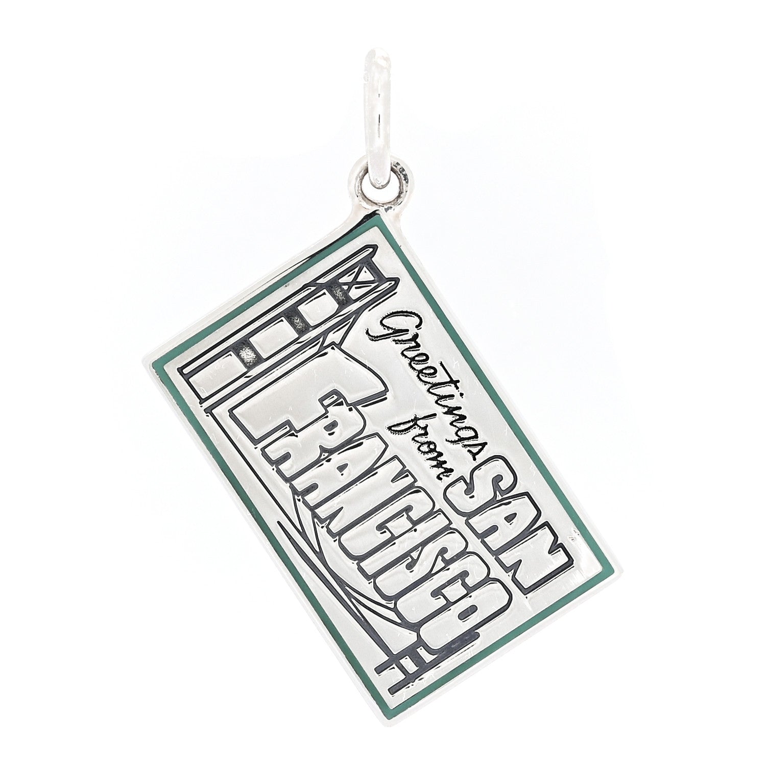 Tiffany Sterling Silver Enamel San Francisco Postcard Charm Blue 1 of 4