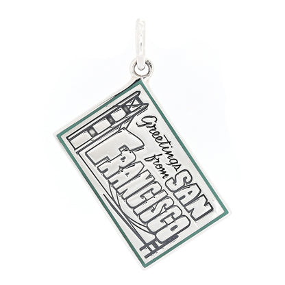 Tiffany Sterling Silver Enamel San Francisco Postcard Charm Blue 1 of 4
