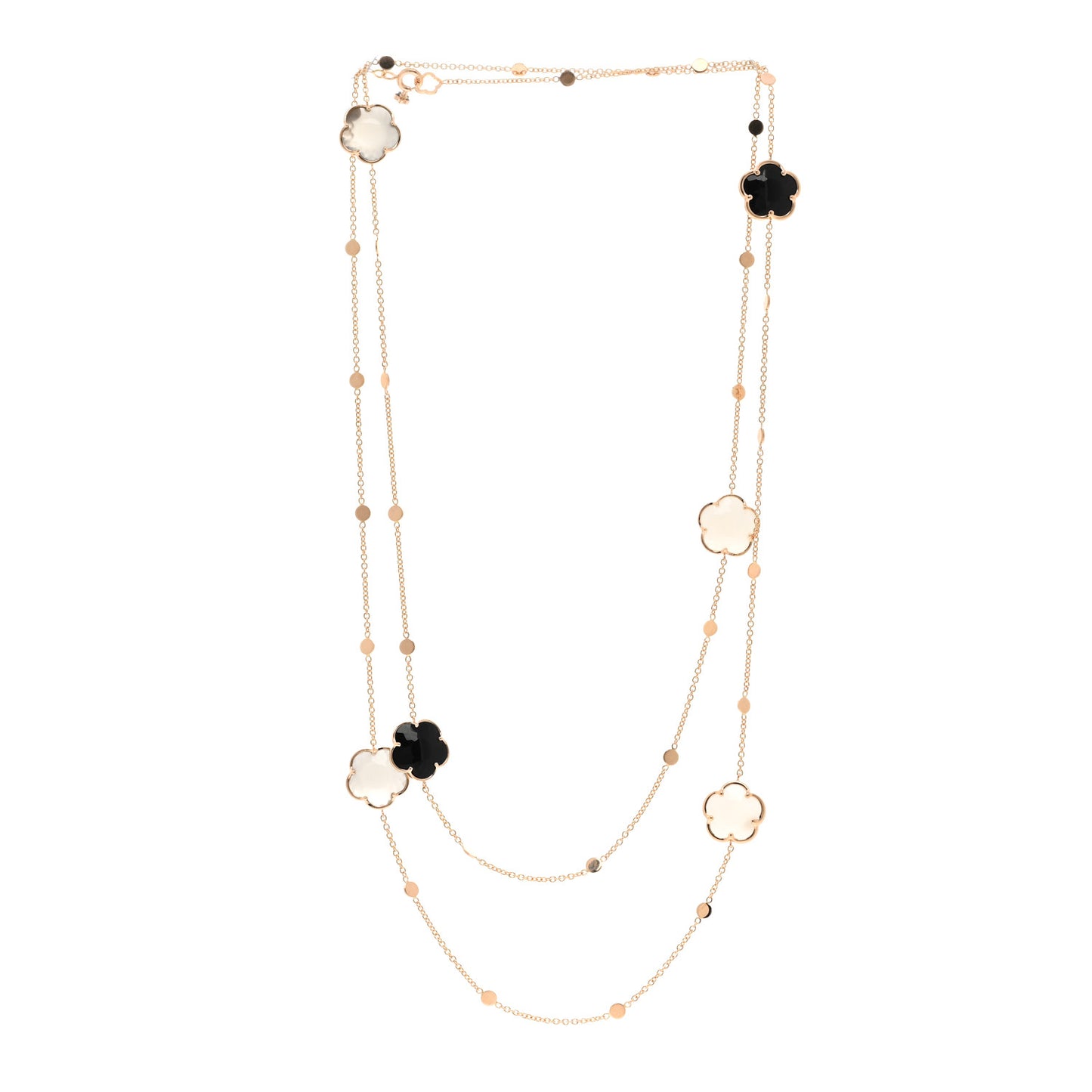 18K Rose Gold Diamond Moonstone Black Onyx Boquet Lumaire Station Necklace