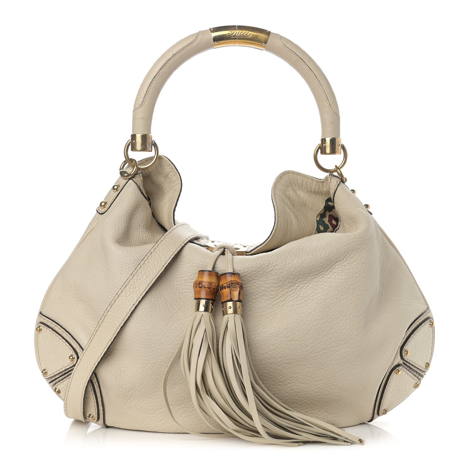 Gucci Calfskin Large Indy Top Handle Hobo Off White 1 of 12