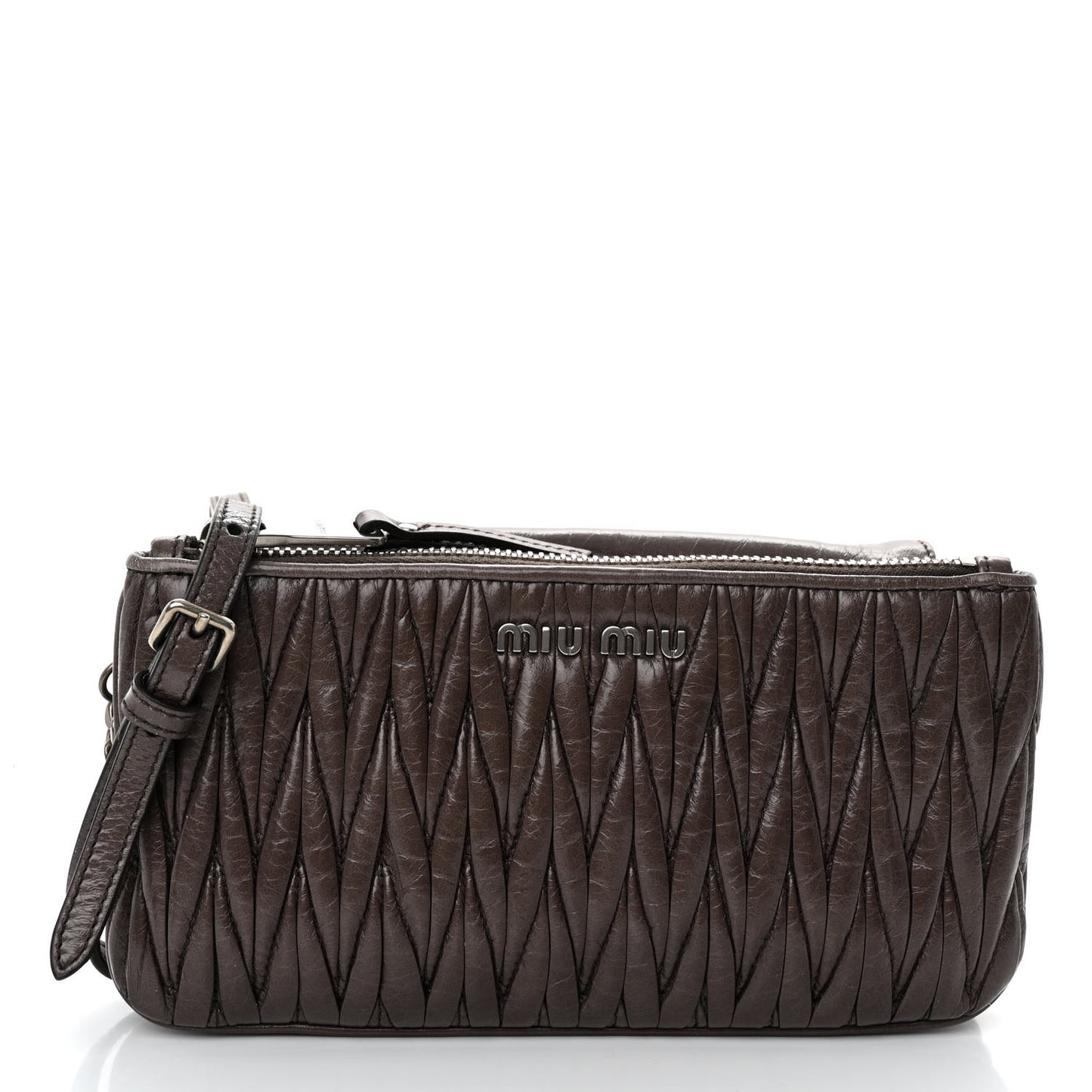 Vitello Lux Matelasse Crossbody Bag Fumo
