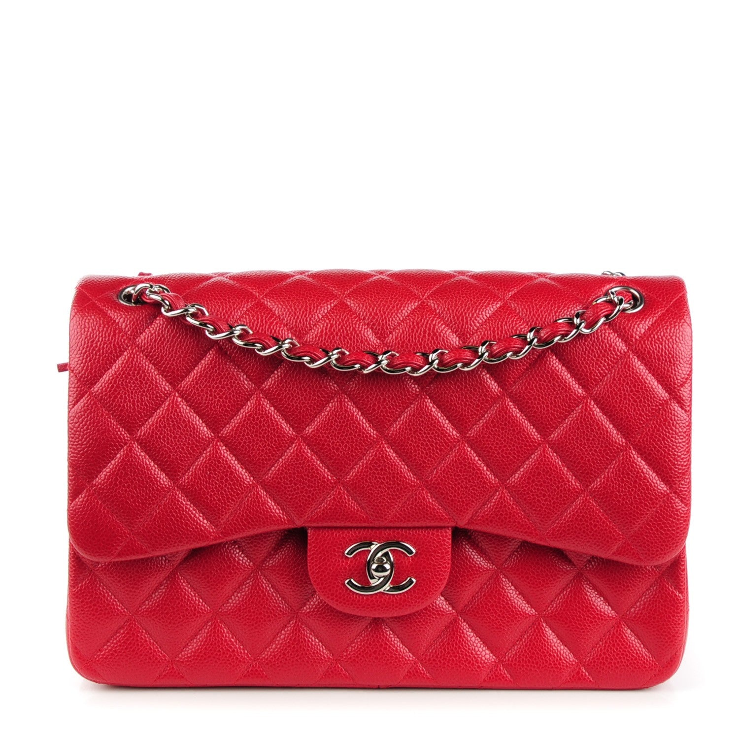 Chanel Pearly Caviar Quilted Jumbo Double Flap Dark Pink 1 of 8