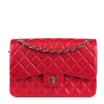 Chanel Pearly Caviar Quilted Jumbo Double Flap Dark Pink 1 of 8