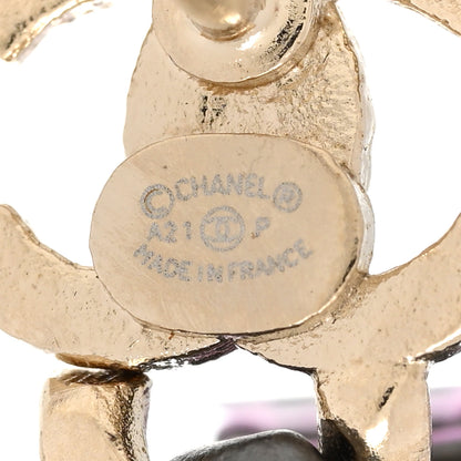 Chanel Metal Enamel CC Logo Drop Earrings Pink 4 of 4