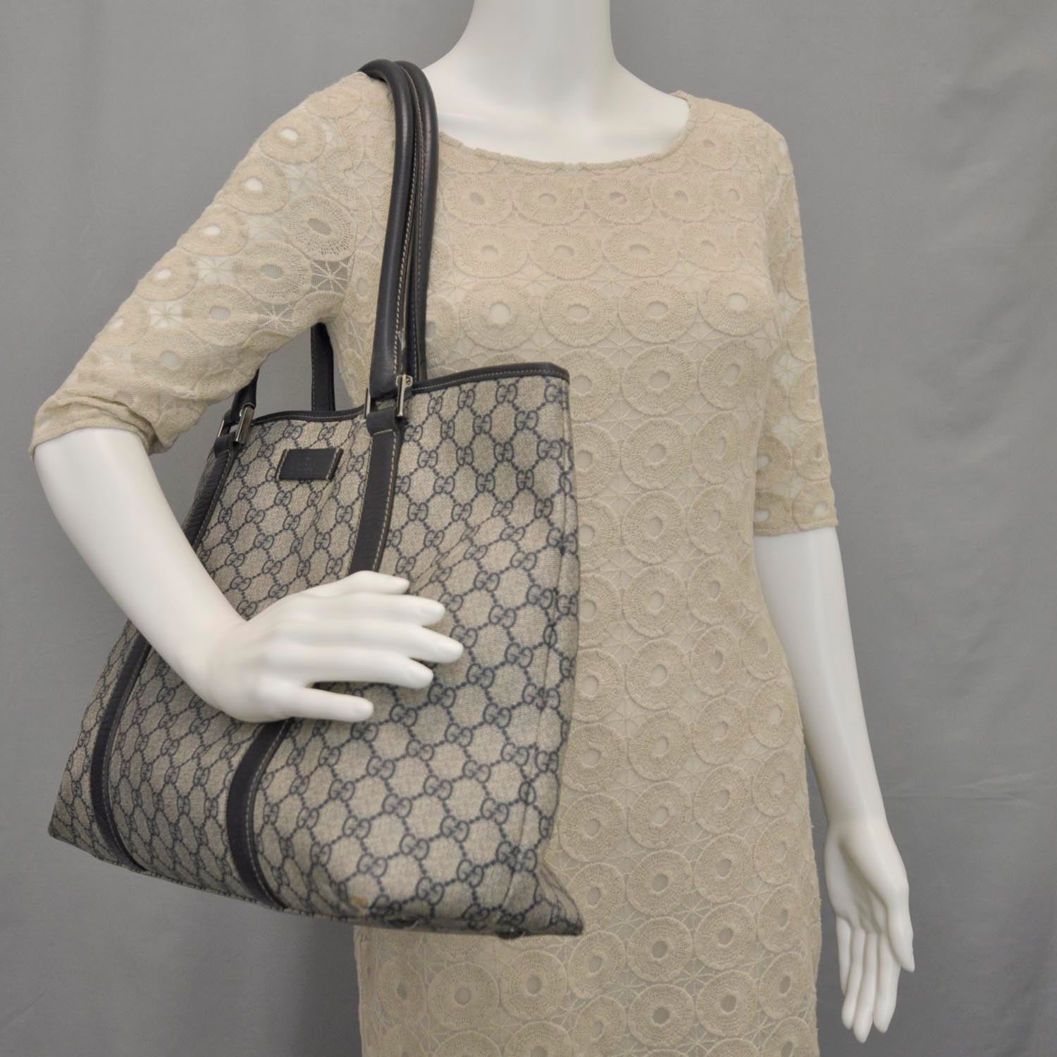 Gucci Coated Canvas Monogram Tote Navy 2 of 12