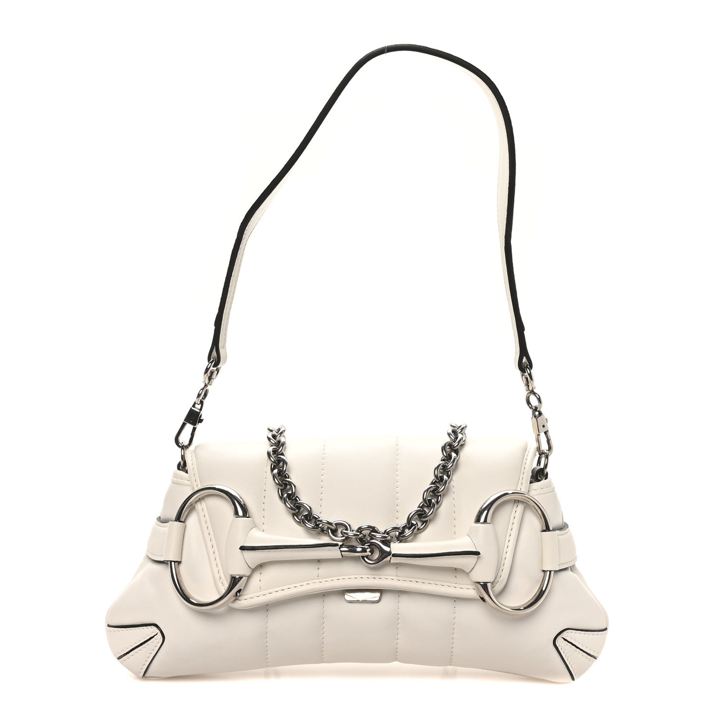 Nappa Vertical Matelasse Small Maxi Horsebit Chain Shoulder Bag Great White