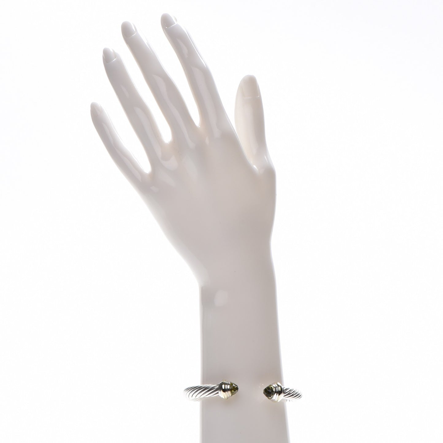 Sterling Silver 14K Yellow Gold Peridot 7mm Cable Classics Bracelet