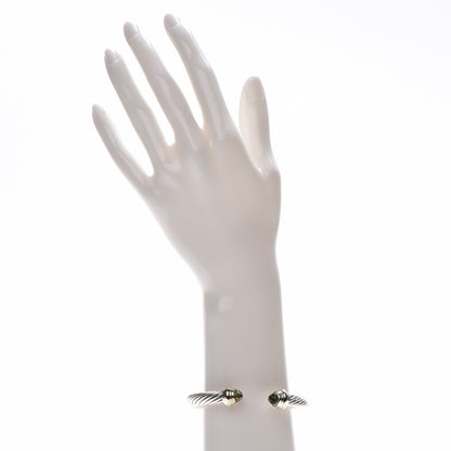 David Yurman Sterling Silver 14K Yellow Gold Peridot 7mm Cable Classics Bracelet 2 of 6