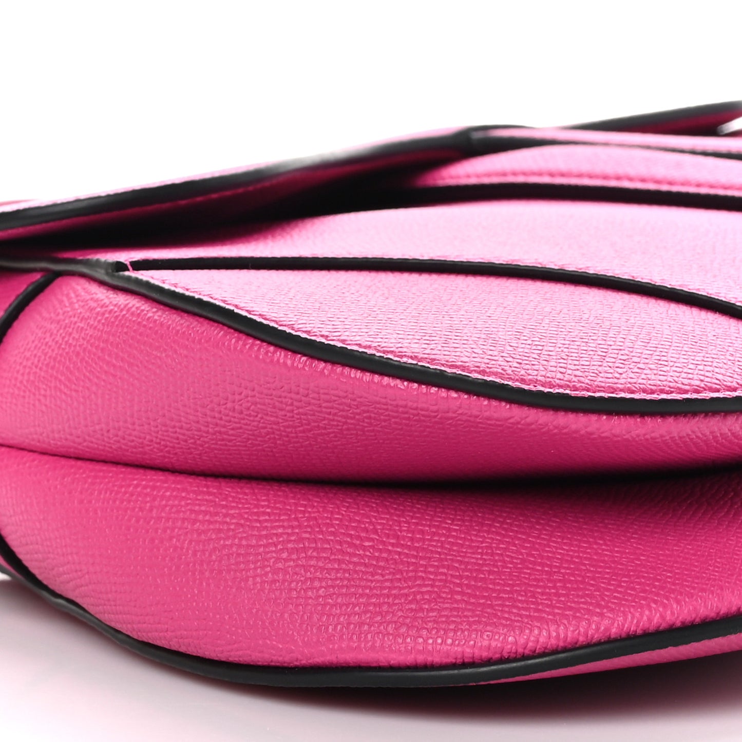 Grained Calfskin Saddle Bag With Strap Fuchsia