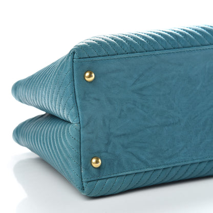 Chanel Wrinkled Lambskin Chevron Quilted Surpique Tote Green 6 of 10