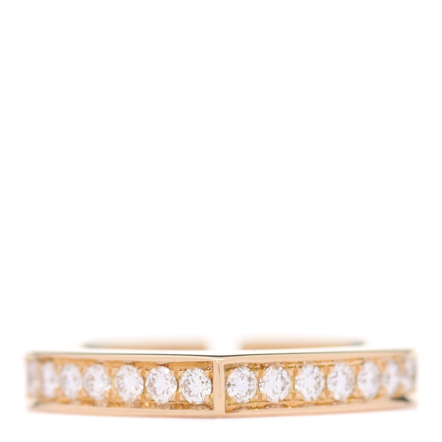 Cartier 18K Yellow Gold Diamond Flat C Ring 48 4.5 1 of 4