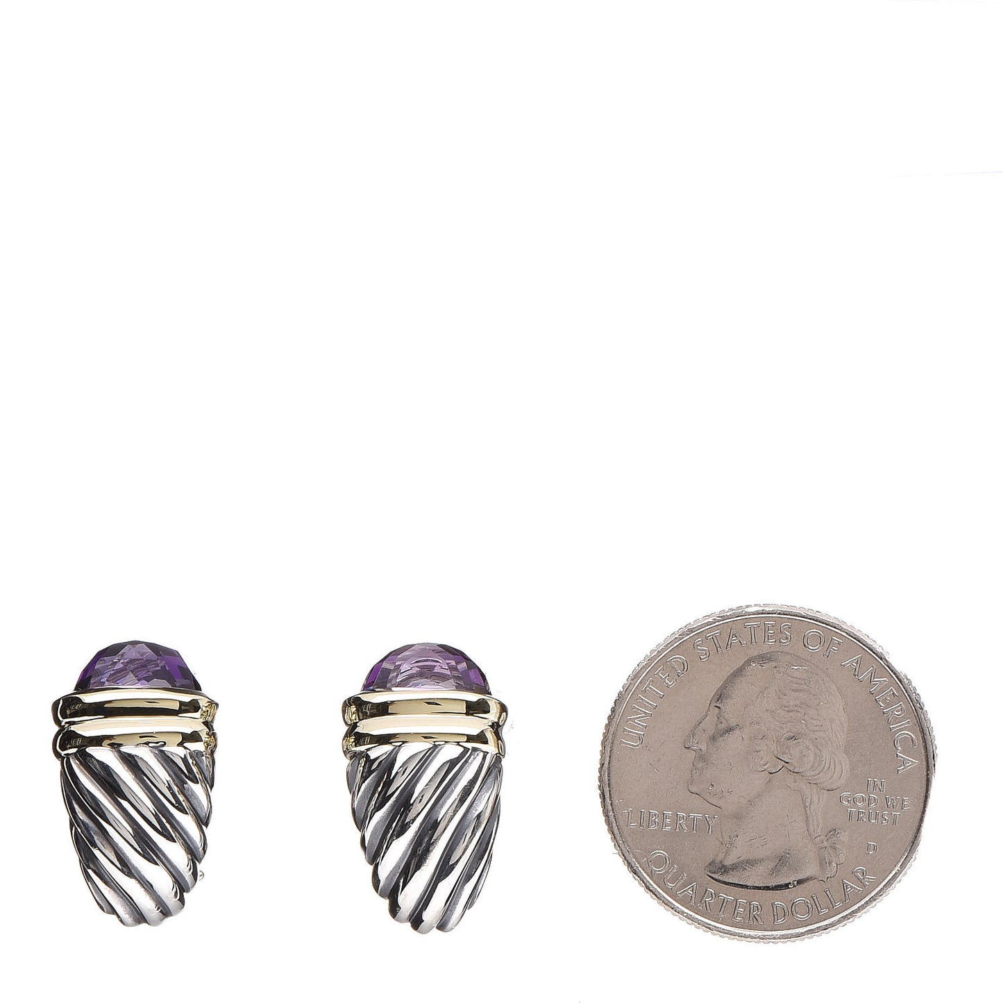 Sterling Silver 14K Yellow Gold Amethyst Thoroughbred Shrimp Earrings
