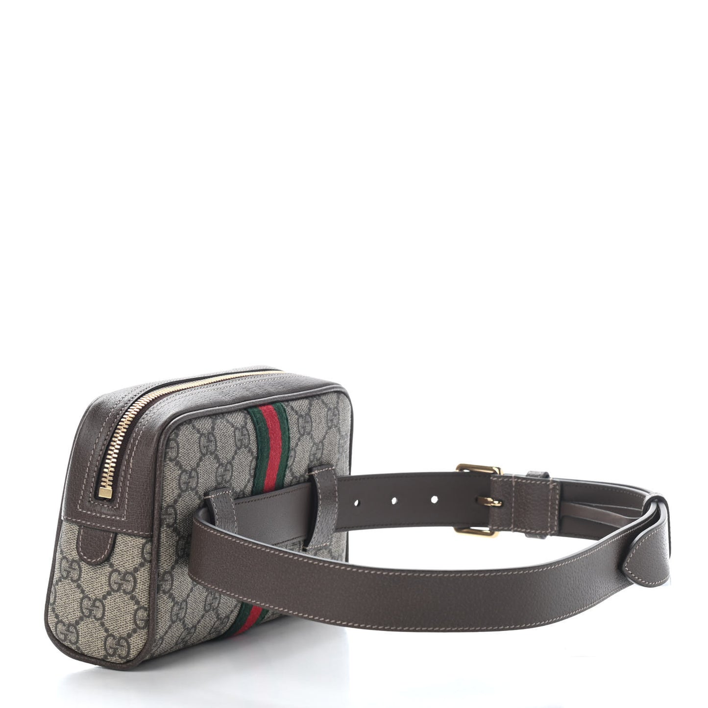 GG Supreme Monogram Web Small Ophidia Belt Bag 75 30 Dark Brown