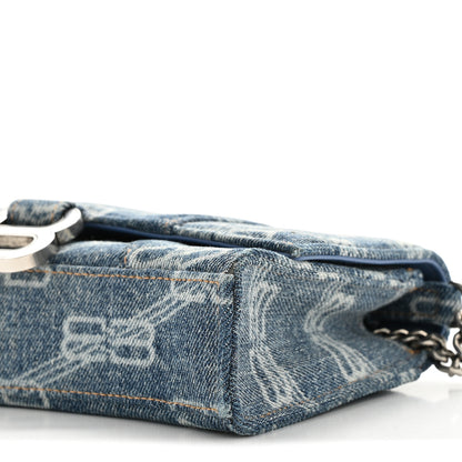 Balenciaga Denim BB Monogram Hourglass Chain Bag Blue 10 of 13