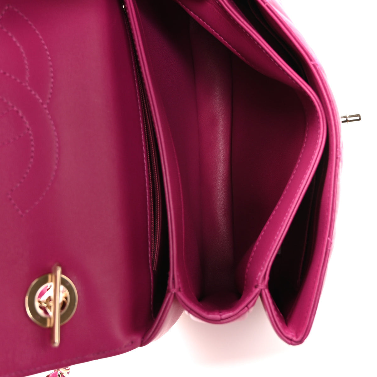 Lambskin Quilted Small Trendy CC Flap Dual Handle Bag Dark Pink