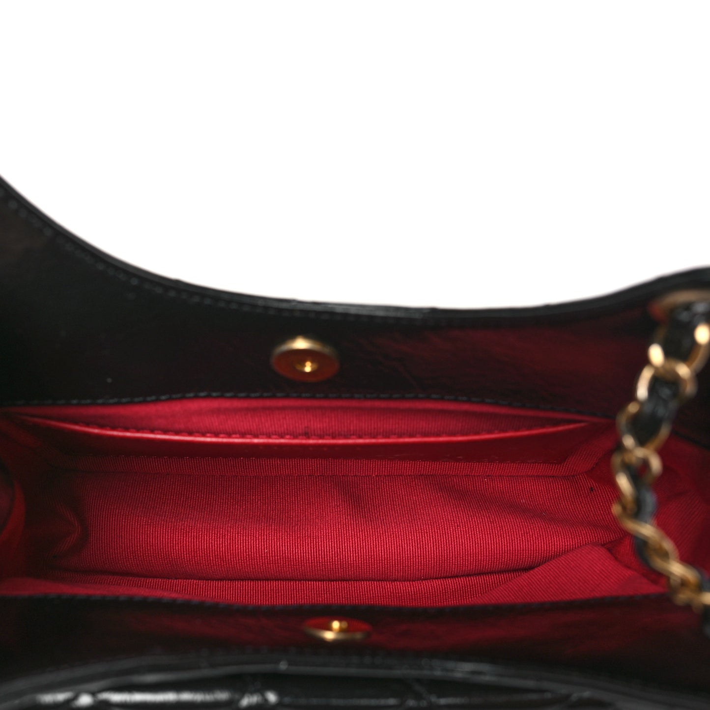 Shiny Crumpled Calfskin Quilted Small Wavy CC Hobo Black
