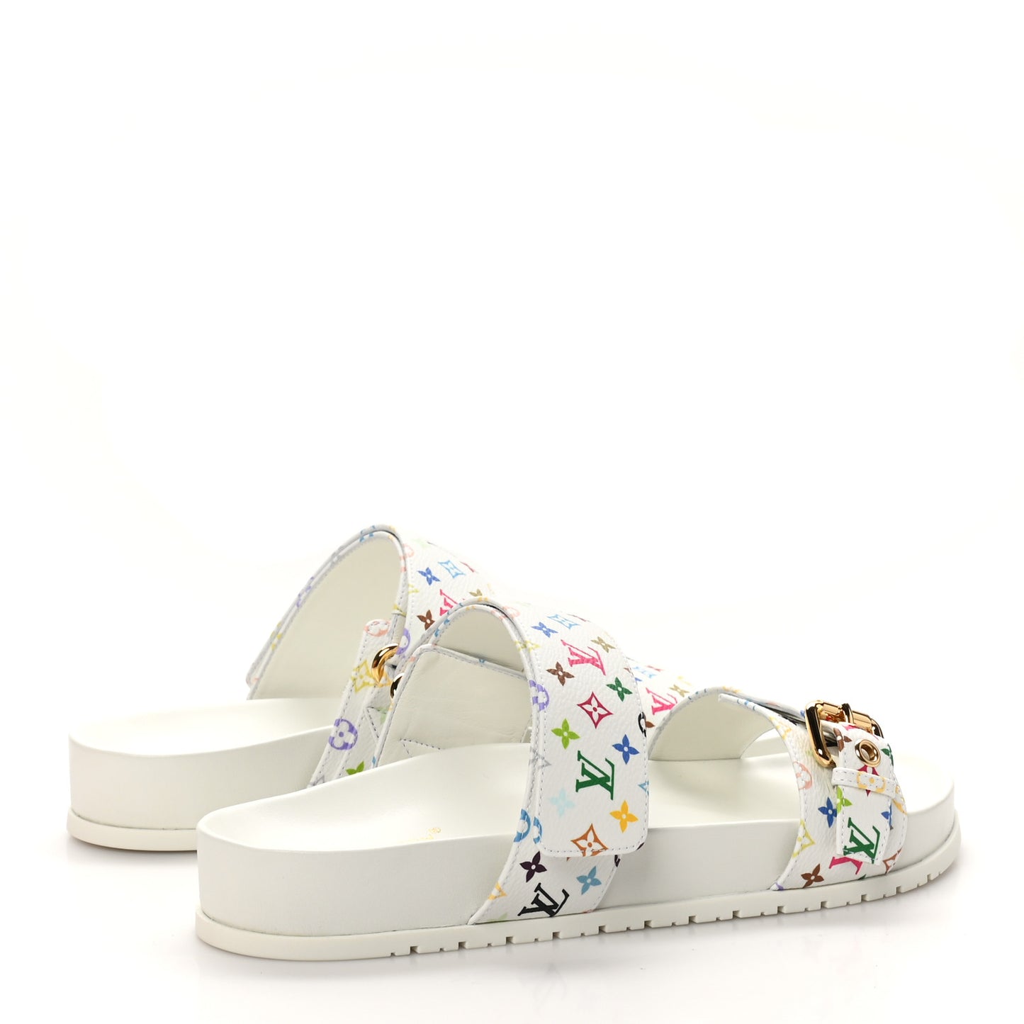 LV X TM Monogram Multicolor Bom Dia Comfort Mule Sandals 39.5 White