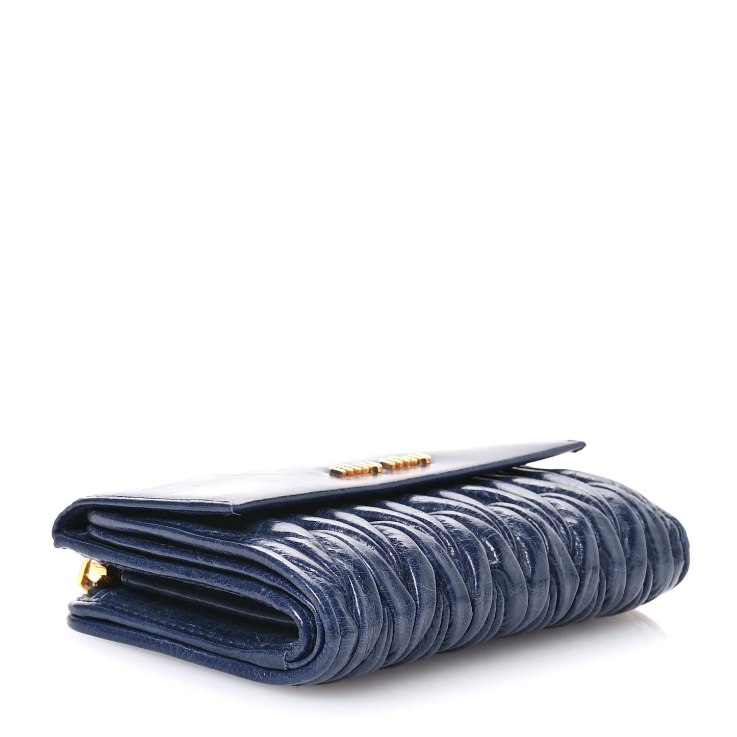 Vitello Lux Matelasse Lux Bi-Fold Compact Wallet Bluette