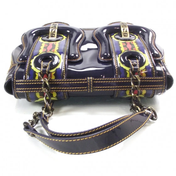 Fendi Patent Flower B Bag Blue 5 of 12