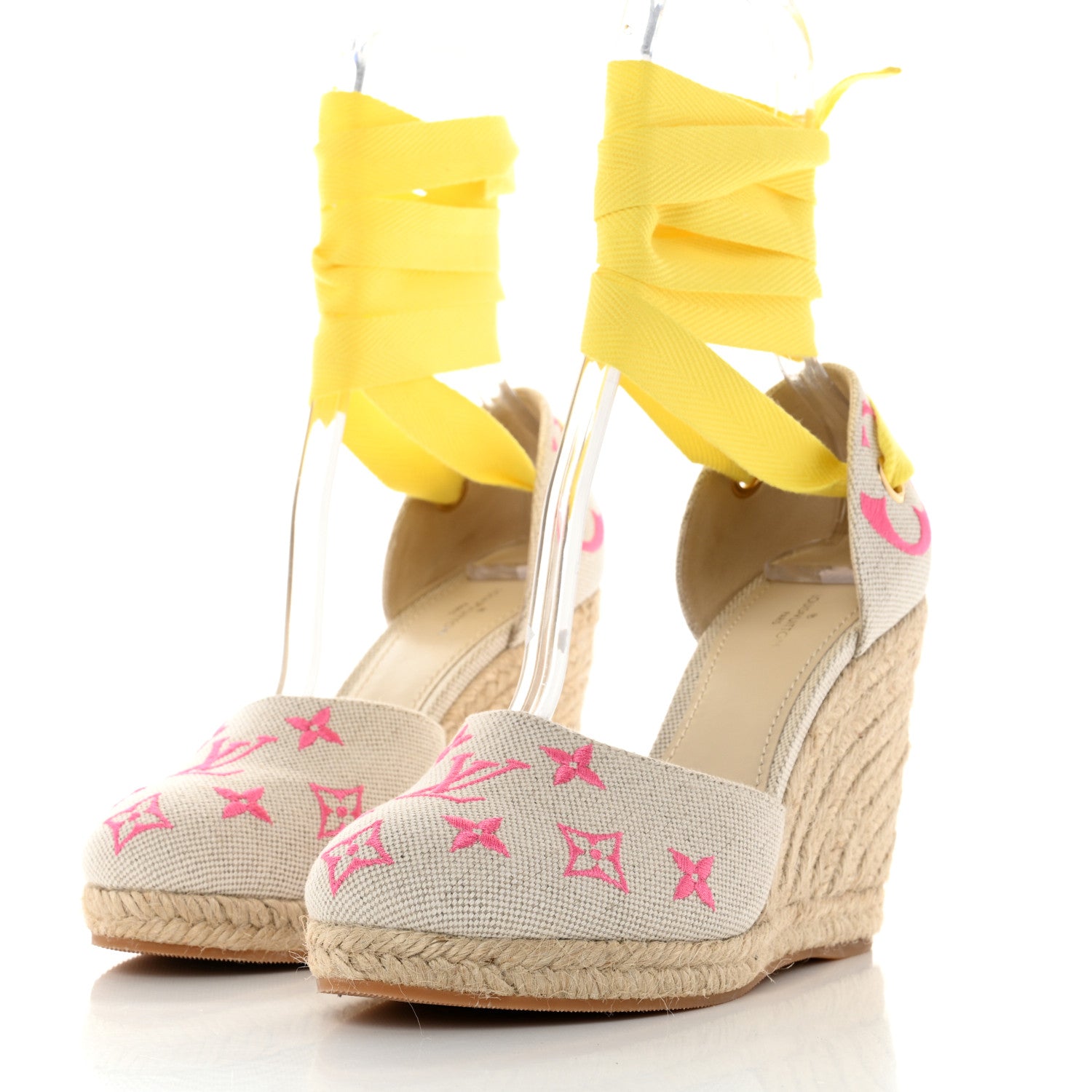 Louis Vuitton Canvas Monogram Starboard Wedge Espadrilles 38.5 Rose Pop 3 of 8