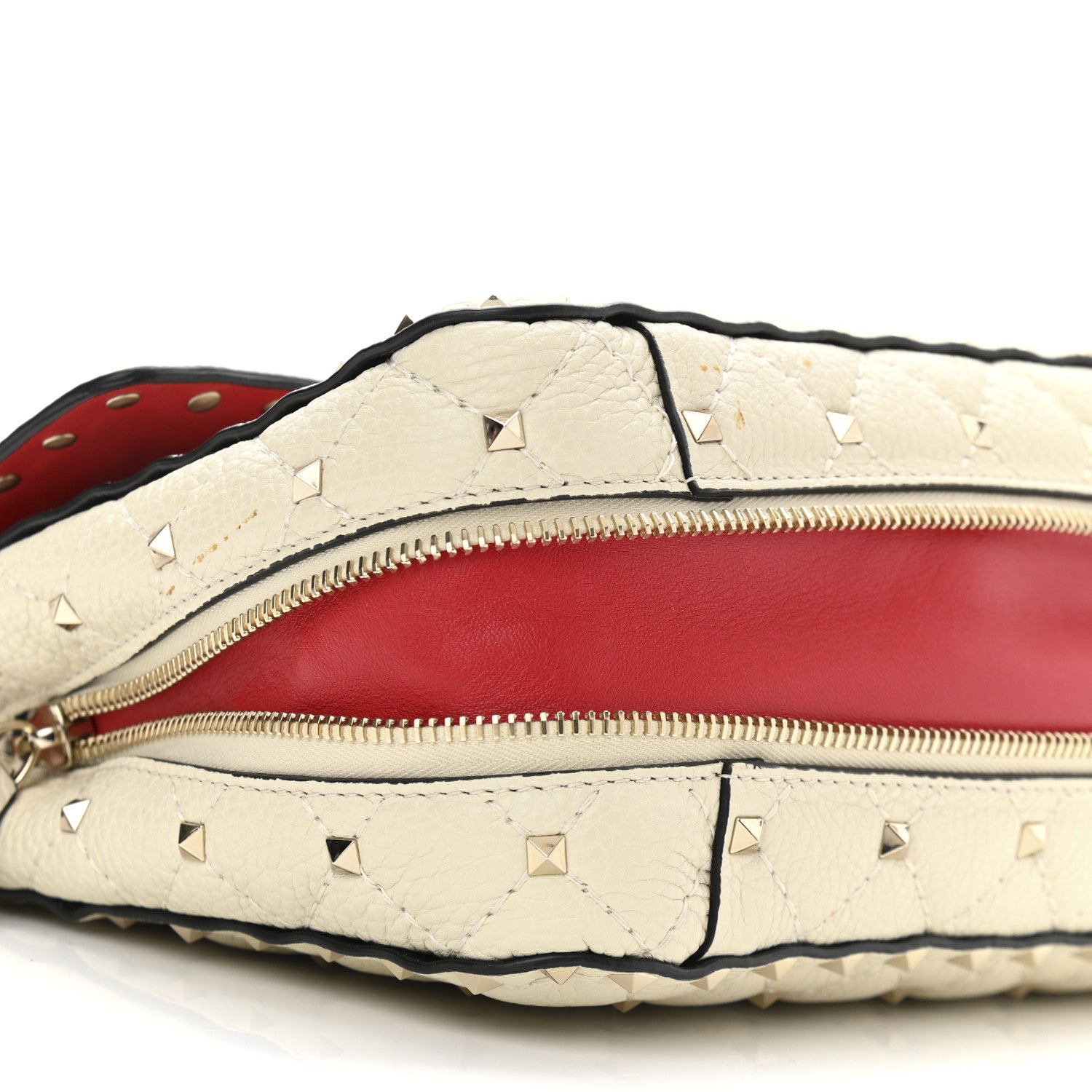 Valentino Garavani Grained Calfskin Medium Rockstud Spike Shoulder Bag Light Ivory 8 of 10