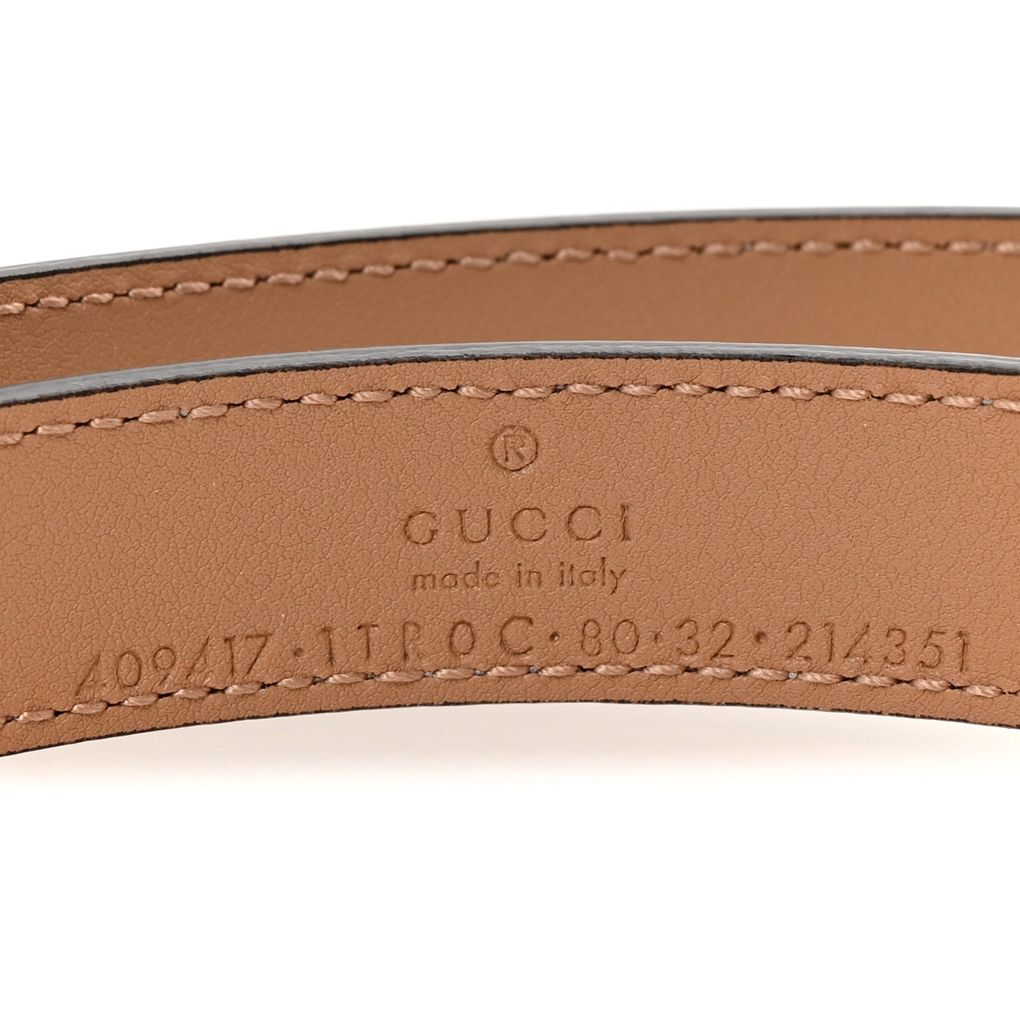 Metallic Calfskin Double G 20mm Belt 80 32 Silver