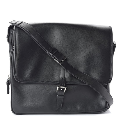 Prada Saffiano Messenger Satchel Black 1 of 9