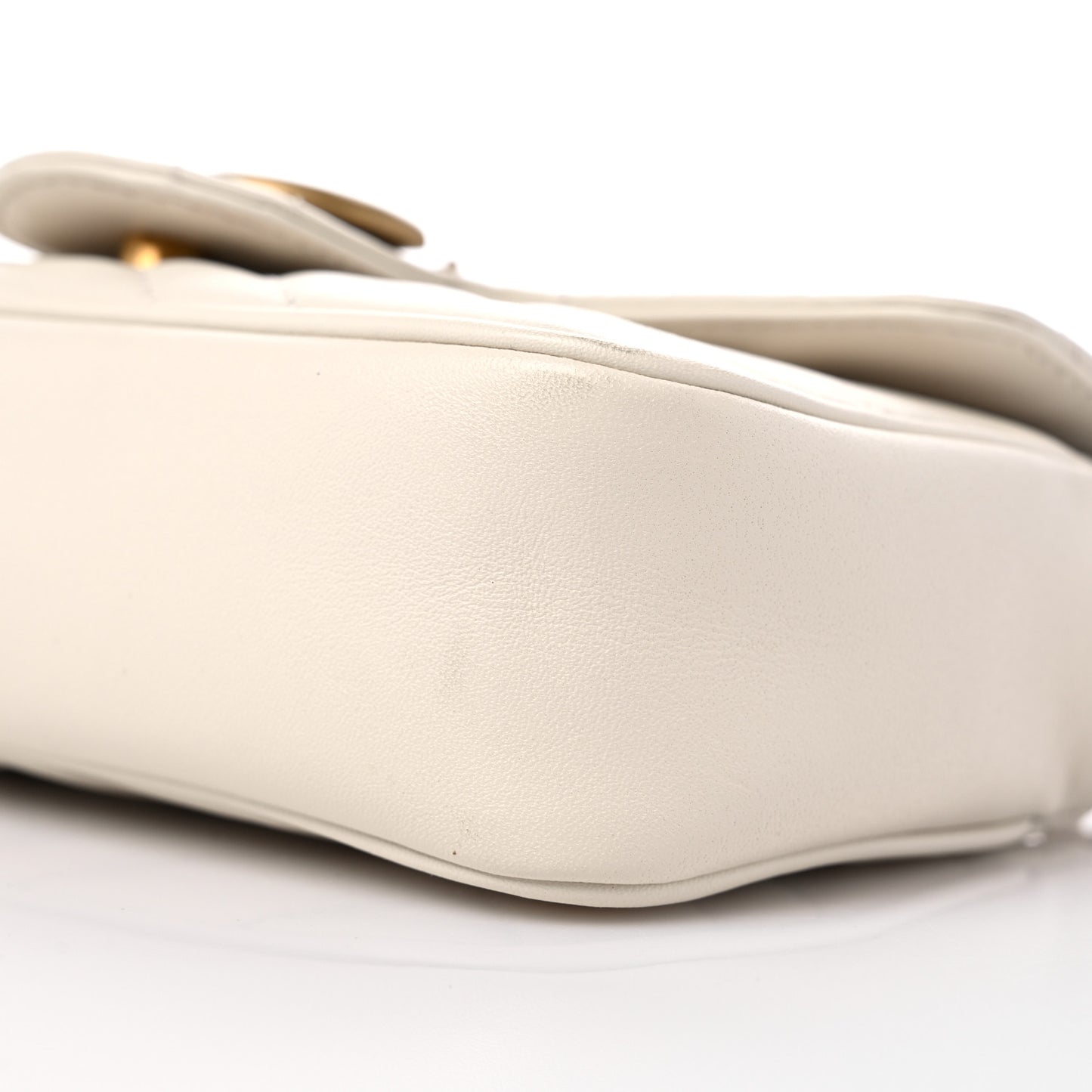Calfskin Matelasse Super Mini GG Marmont Shoulder Bag White