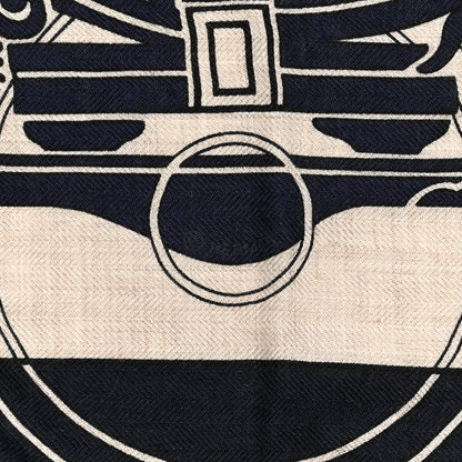 Hermes Cashmere Silk Ex-Libris Giant Triangle Scarf Natural Black Gold 3 of 4