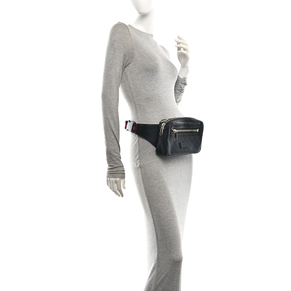 Soft GG Supreme Monogram Web Belt Bag Black Grey