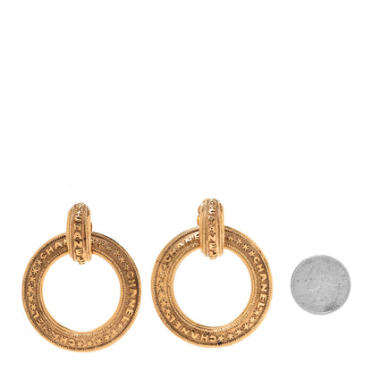 Chanel Logo Hoop Clip On Earrings Gold 2 of 4