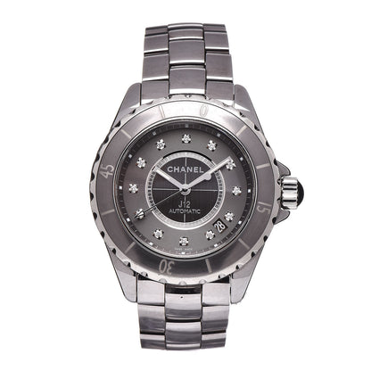 Chanel Titanium Ceramic Diamond 38mm J12 Automatic Watch 1 of 7