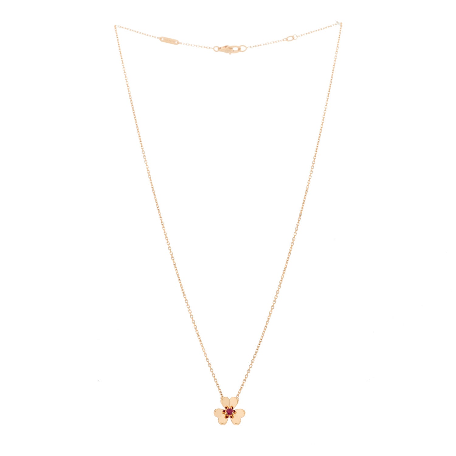Van Cleef & Arpels 18K Rose Gold Ruby Mini Frivole Pendant Necklace 3 of 5